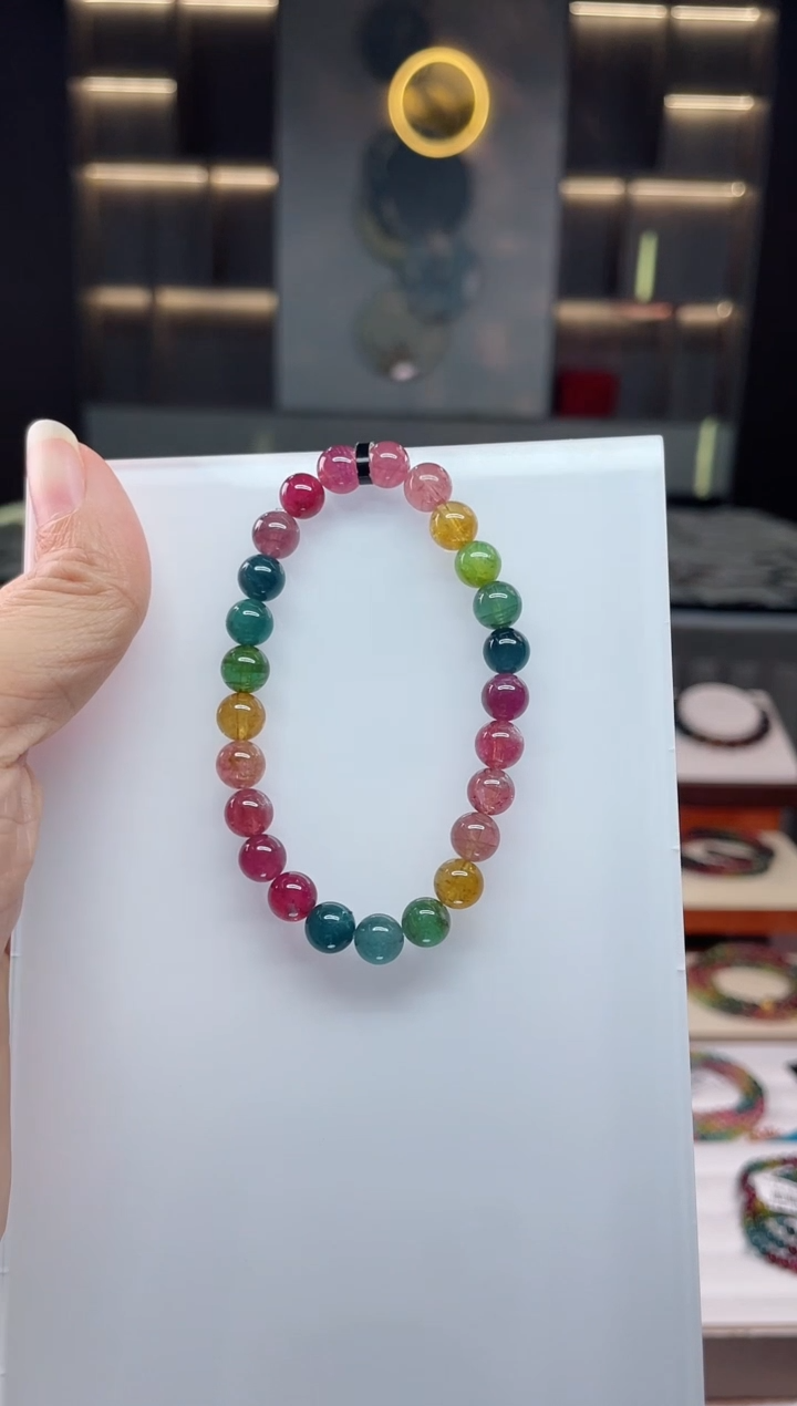 未镶嵌老矿碧玺单圈手串7mm+碧玺（多样性发一条）Q