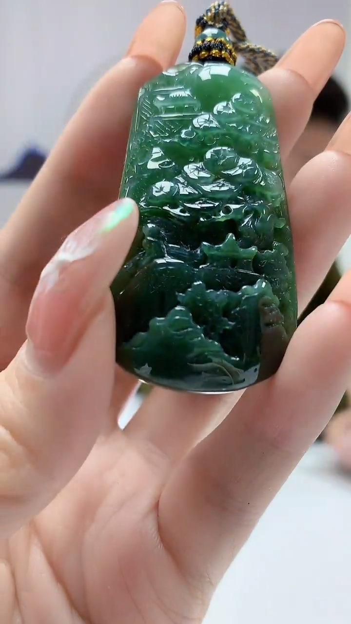 【闪购商品】定制翡翠未镶嵌4917DD-毛货挂件山水114