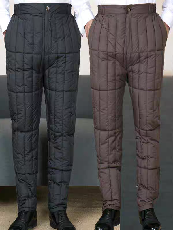 羽绒棉棉裤男女加肥大码高腰深裆内穿保暖裤老年人特体羽绒棉棉裤