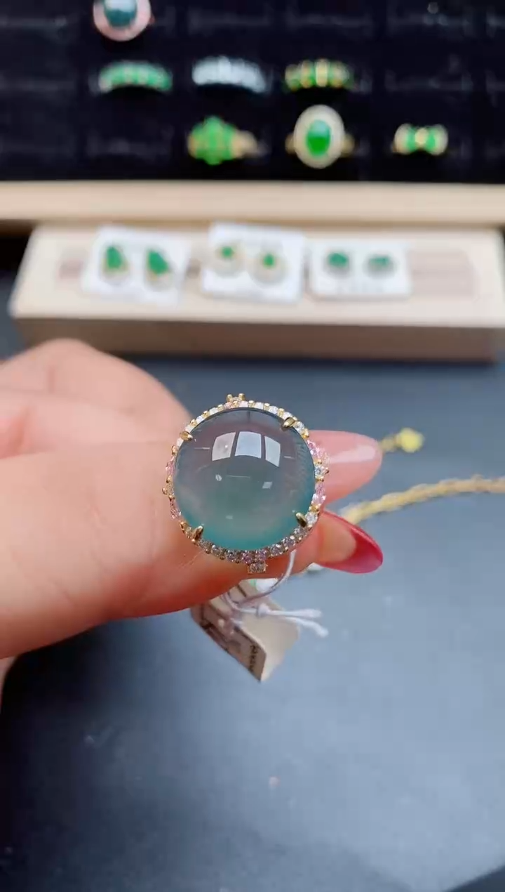 【闪购商品】翡翠戒指银S925镶嵌08550