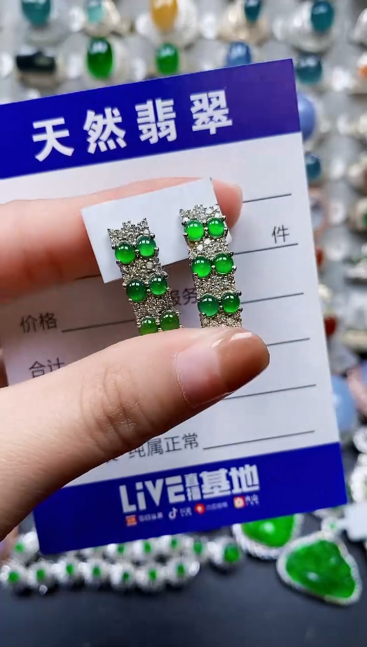 【闪购商品】翡翠耳饰银S925镶嵌0161