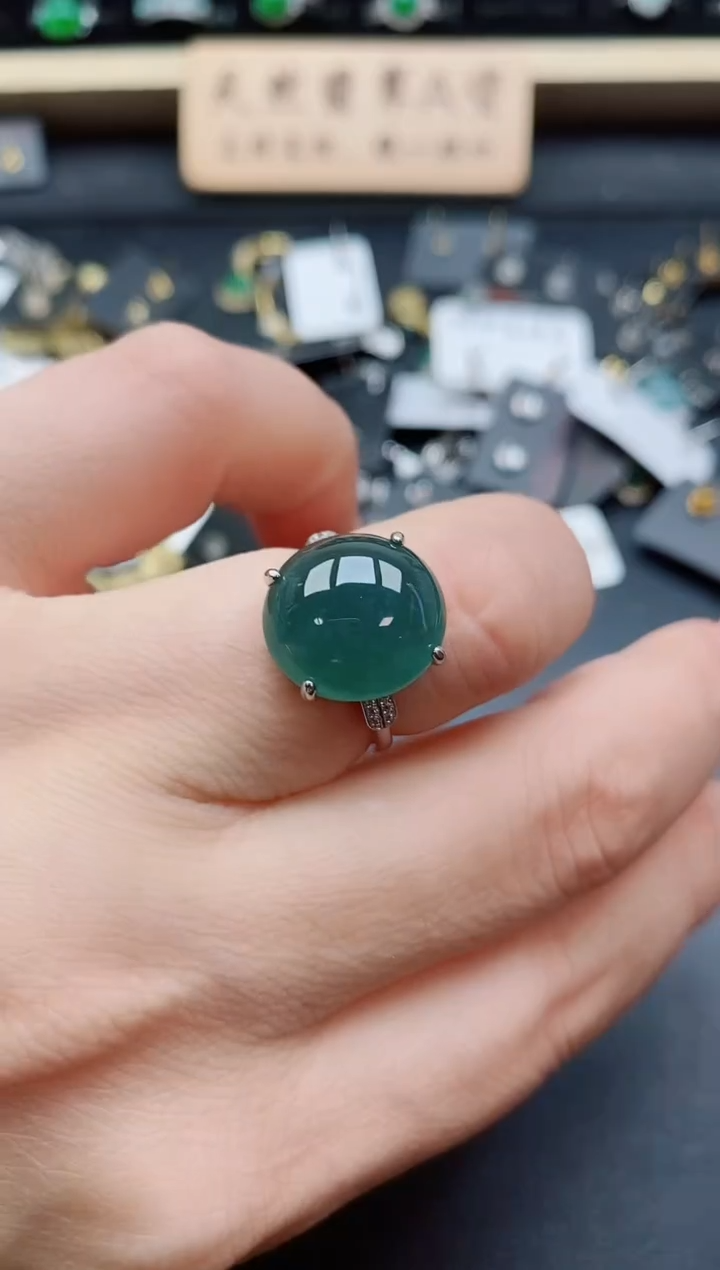 银S925镶嵌戒指翡翠1