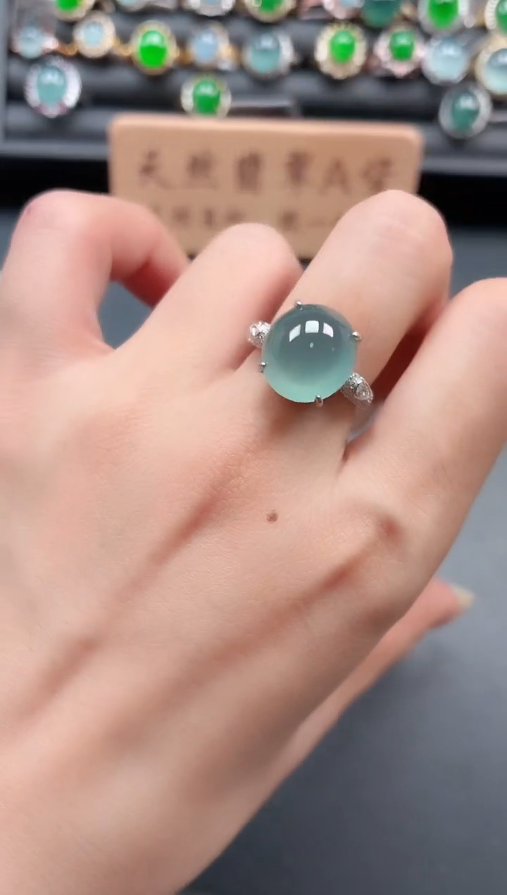 银S925镶嵌戒指翡翠111