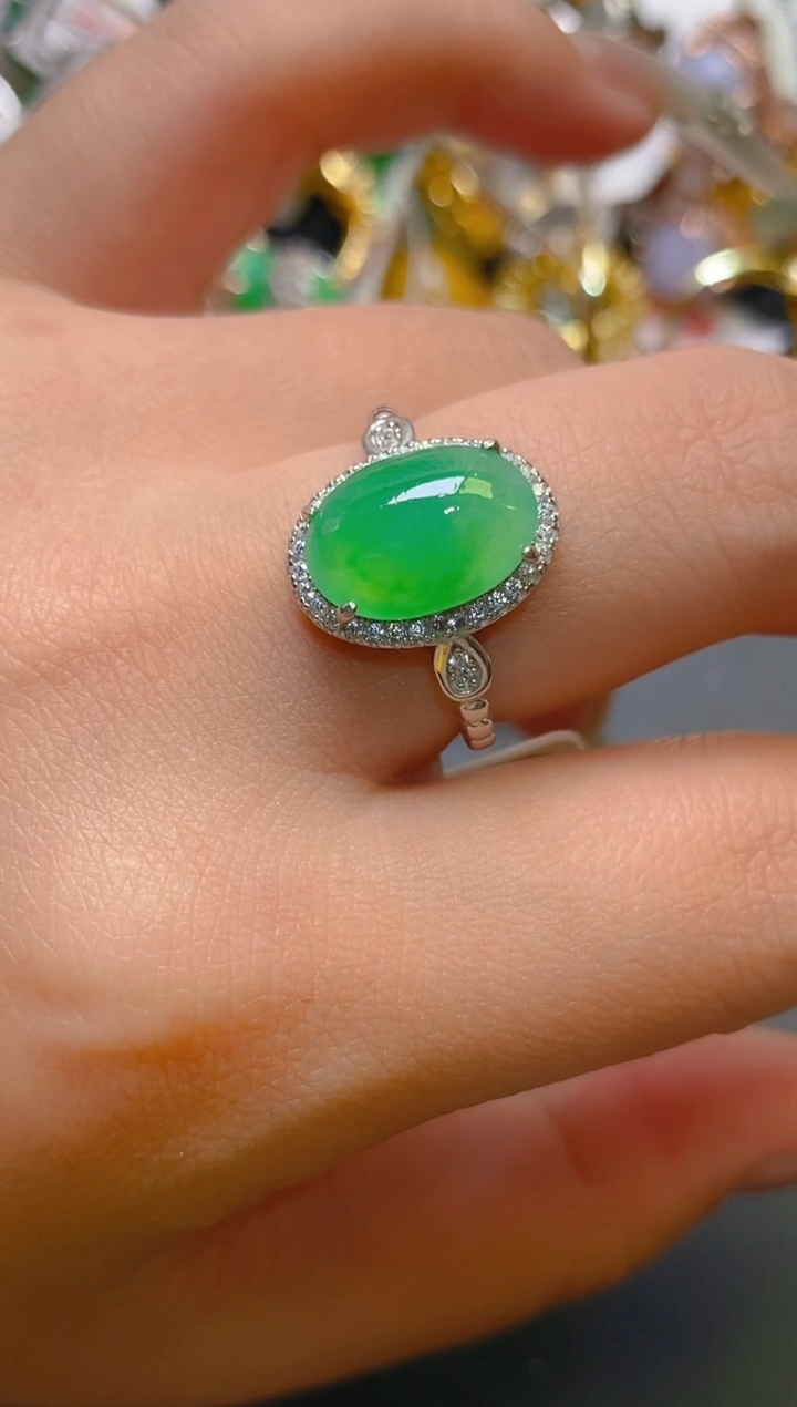 【闪购商品】翡翠耳饰银S925镶嵌天然A货翡翠1