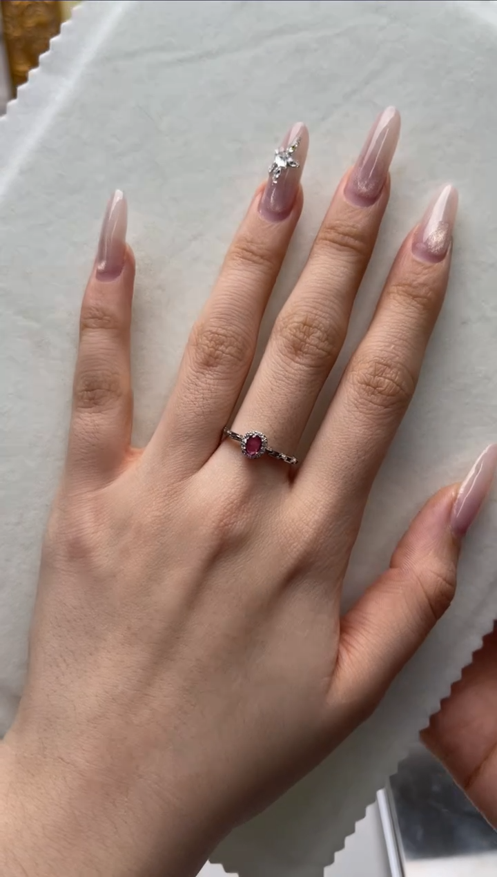 【闪购商品】红宝石戒指银S925镶嵌aj4037