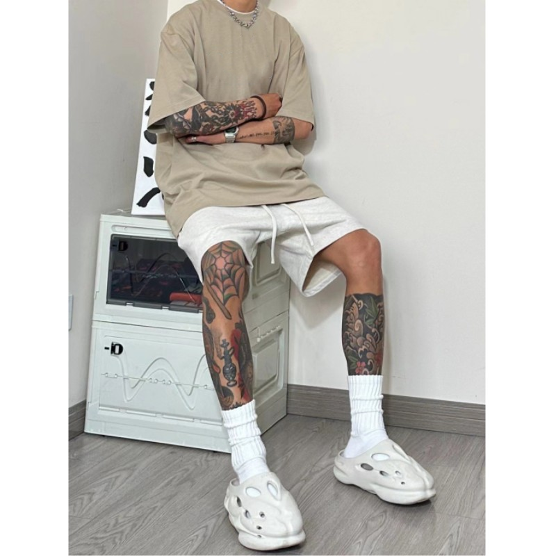 美式跑步篮球运动短裤男白灰色基础款夏季2025新款高街宽松五分裤