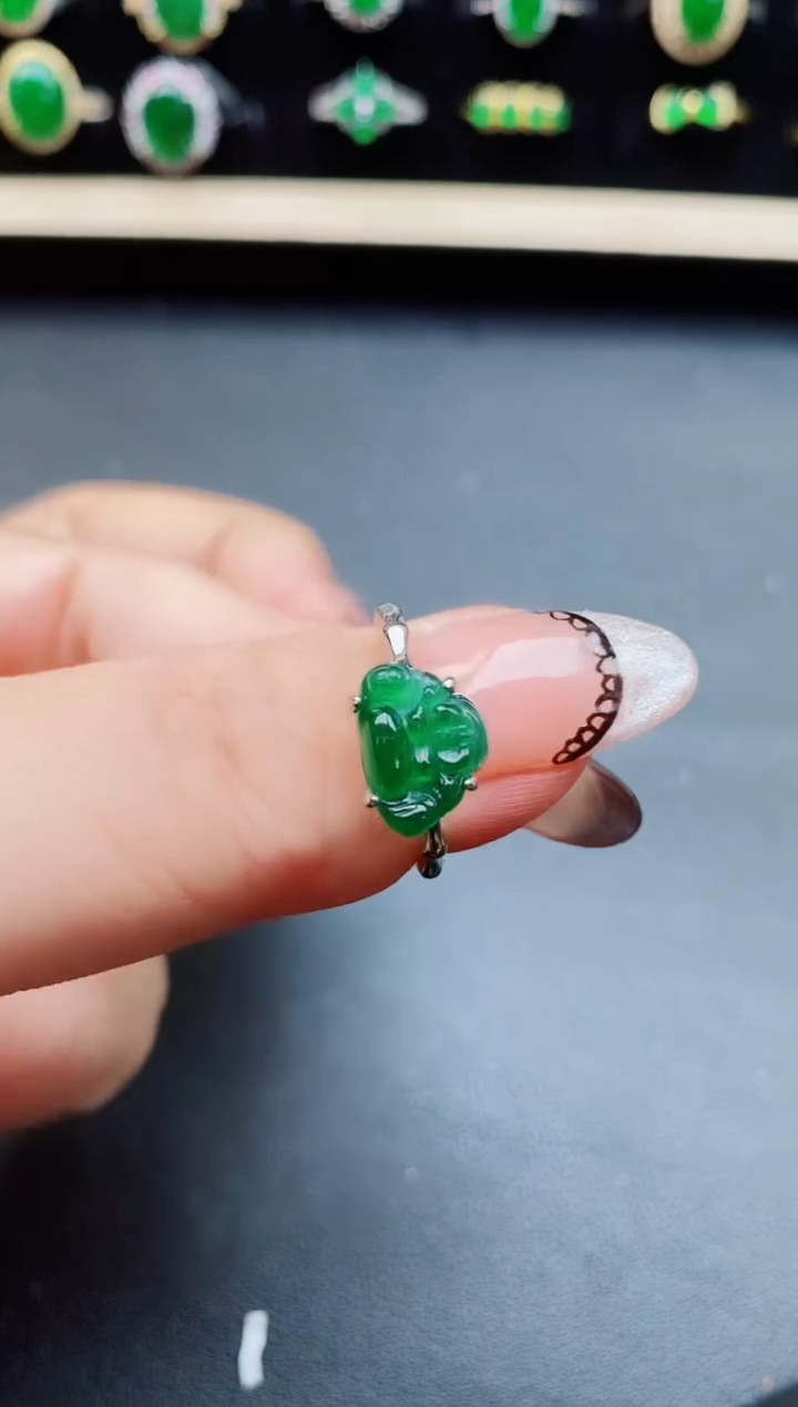 翡翠戒指银S925镶嵌508050