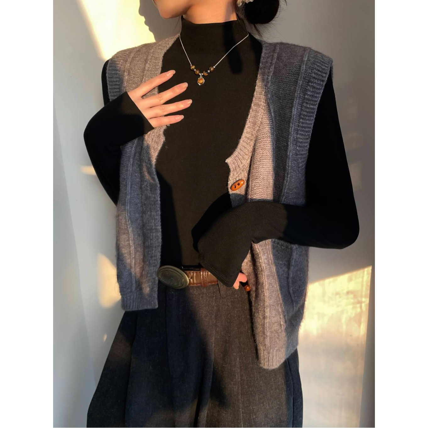 【加绒/不加绒】加厚半高领弹力长袖t恤女2024秋冬季新款高级上衣