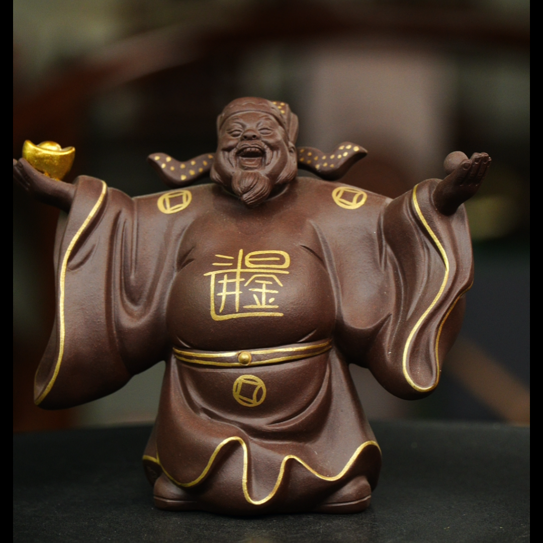 描金财神 宜兴紫砂泥塑
