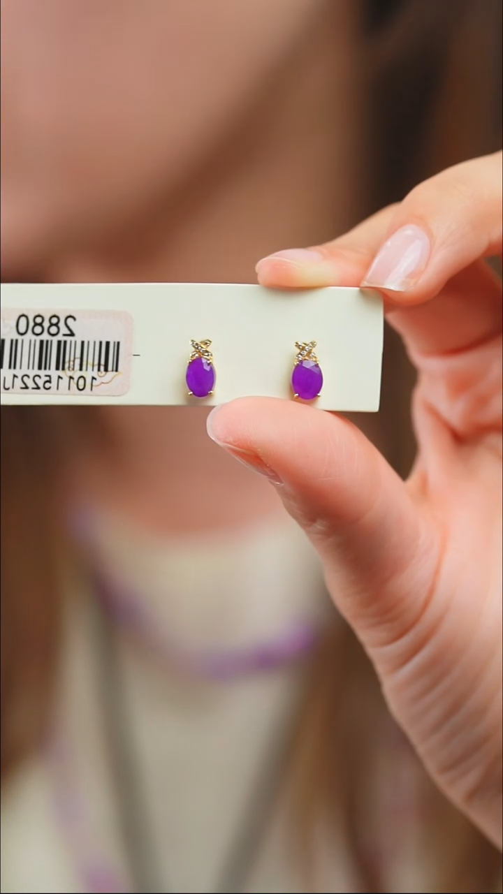 18K金镶嵌苏纪石（舒俱来）耳钉36