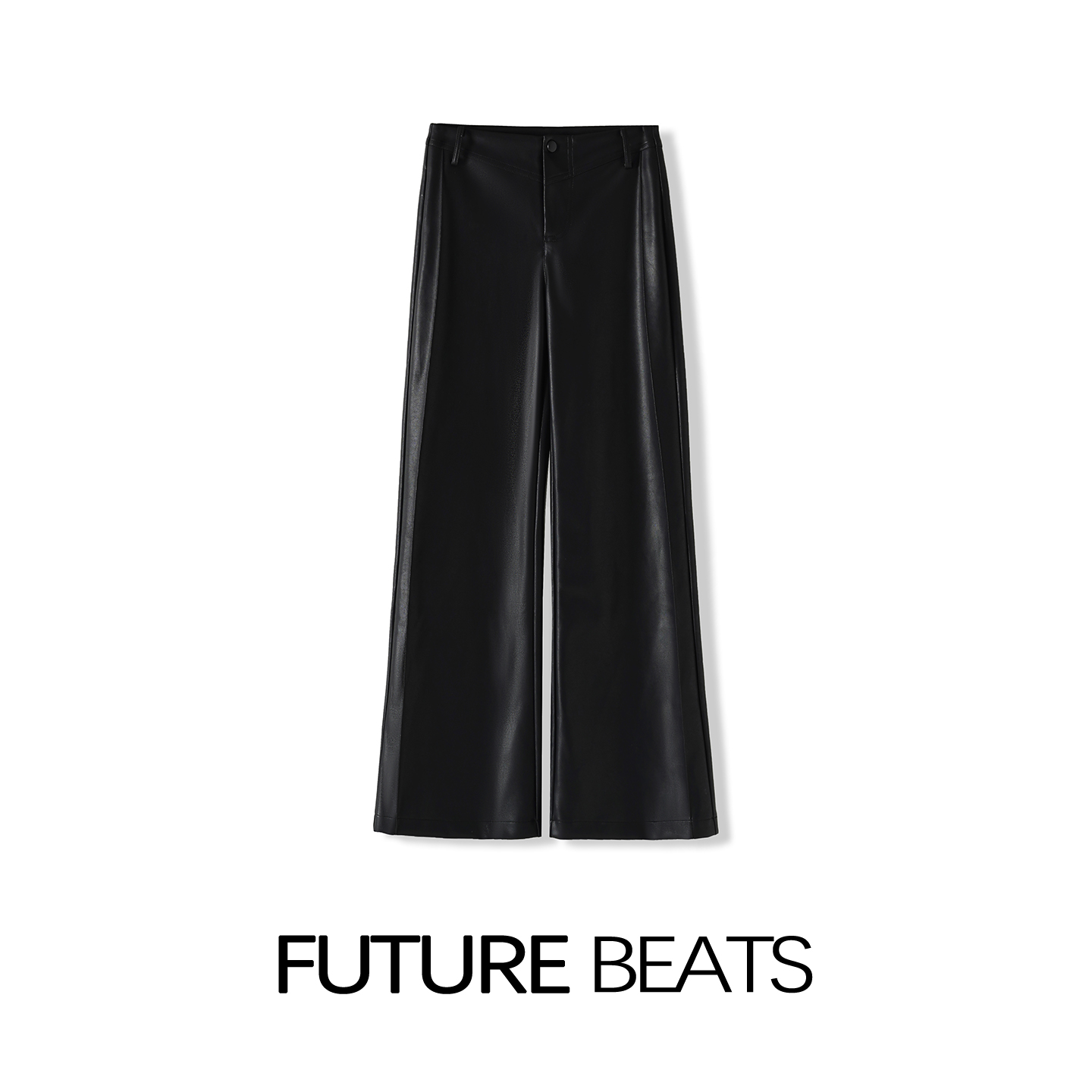 FUTURE BEATS美式高腰亮面宽松阔腿微喇pu皮裤休闲裤SZYY9611