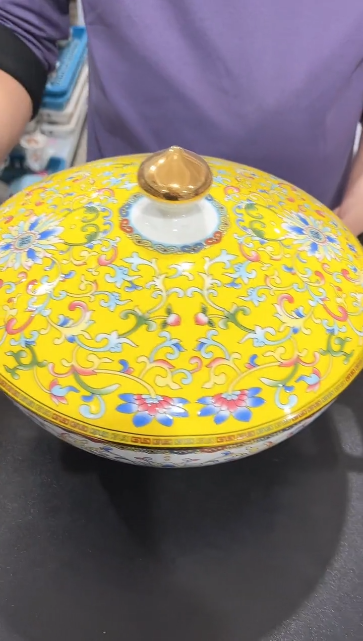 杯子骨瓷（简装）珐琅彩大汤锅一个