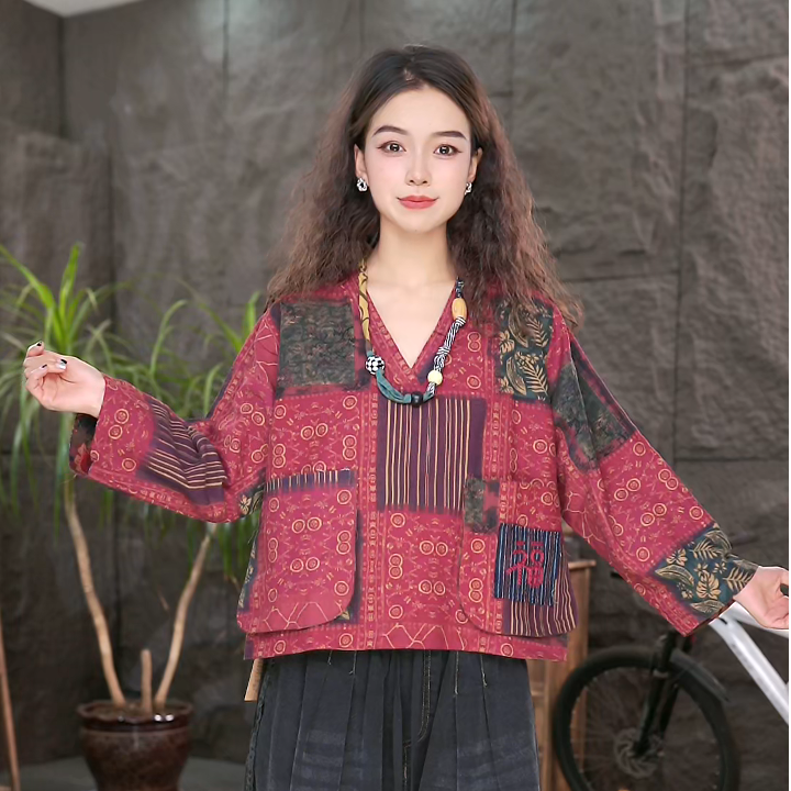 【双层面料/两面穿】高品质长袖上衣女装大码宽松显瘦复古T恤LL