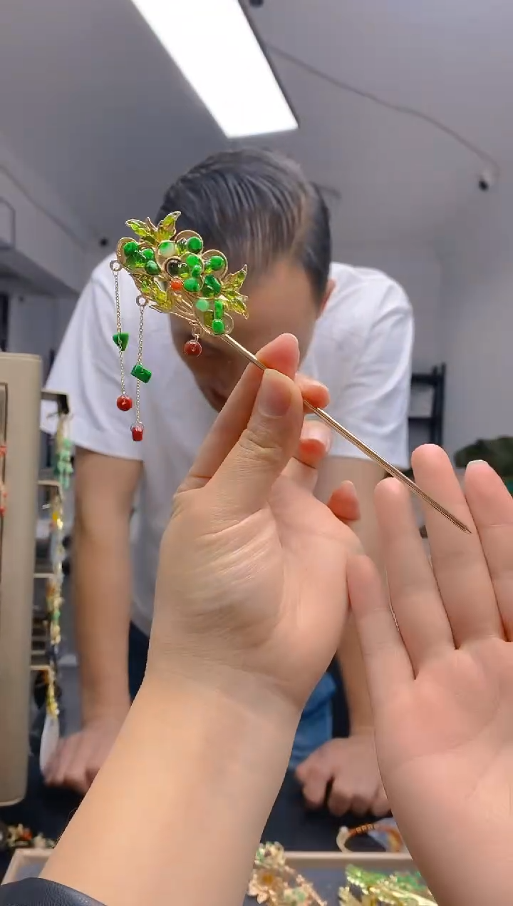 【闪购商品】翡翠耳饰合金061翡翠发簪