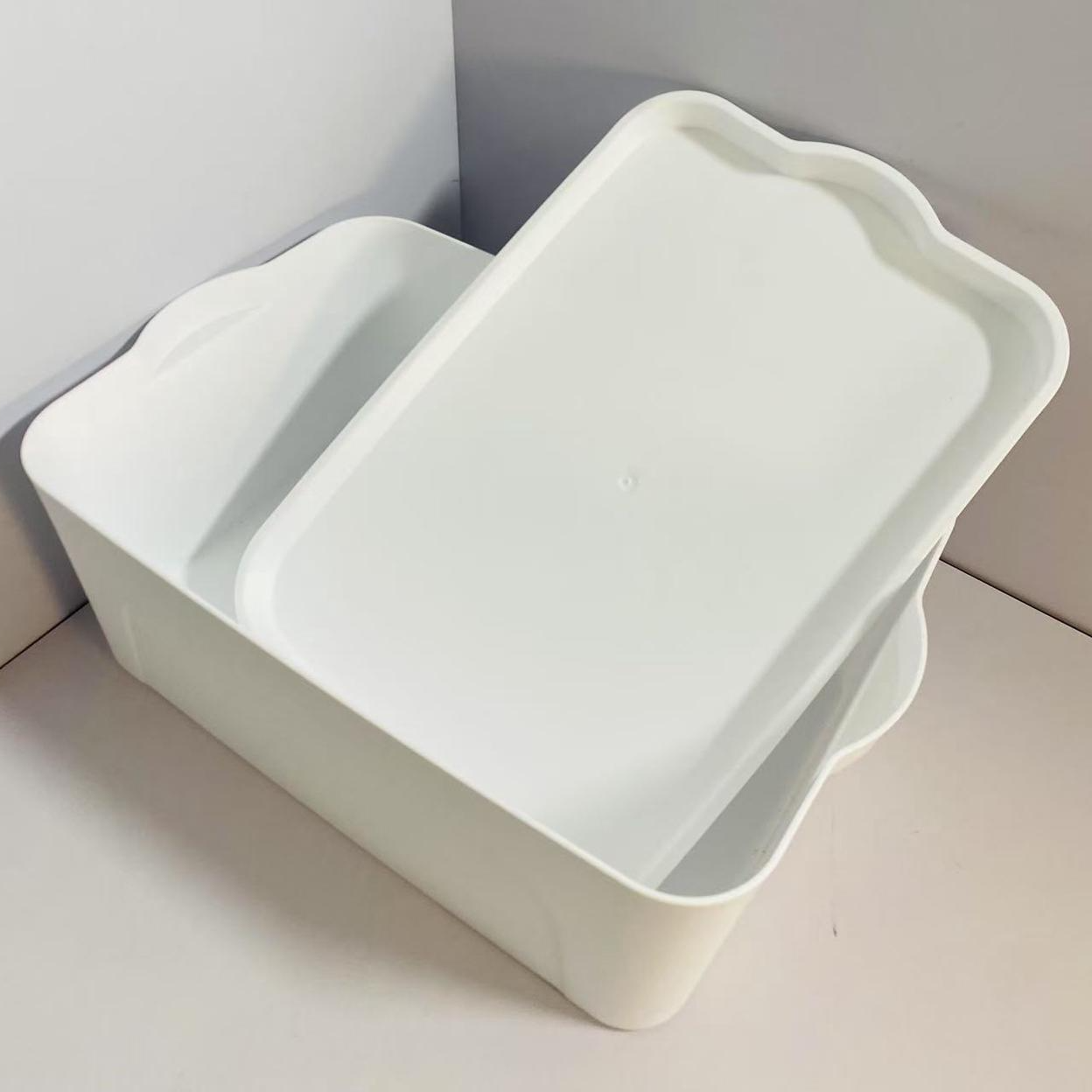 收纳盒带盖奶油白大号