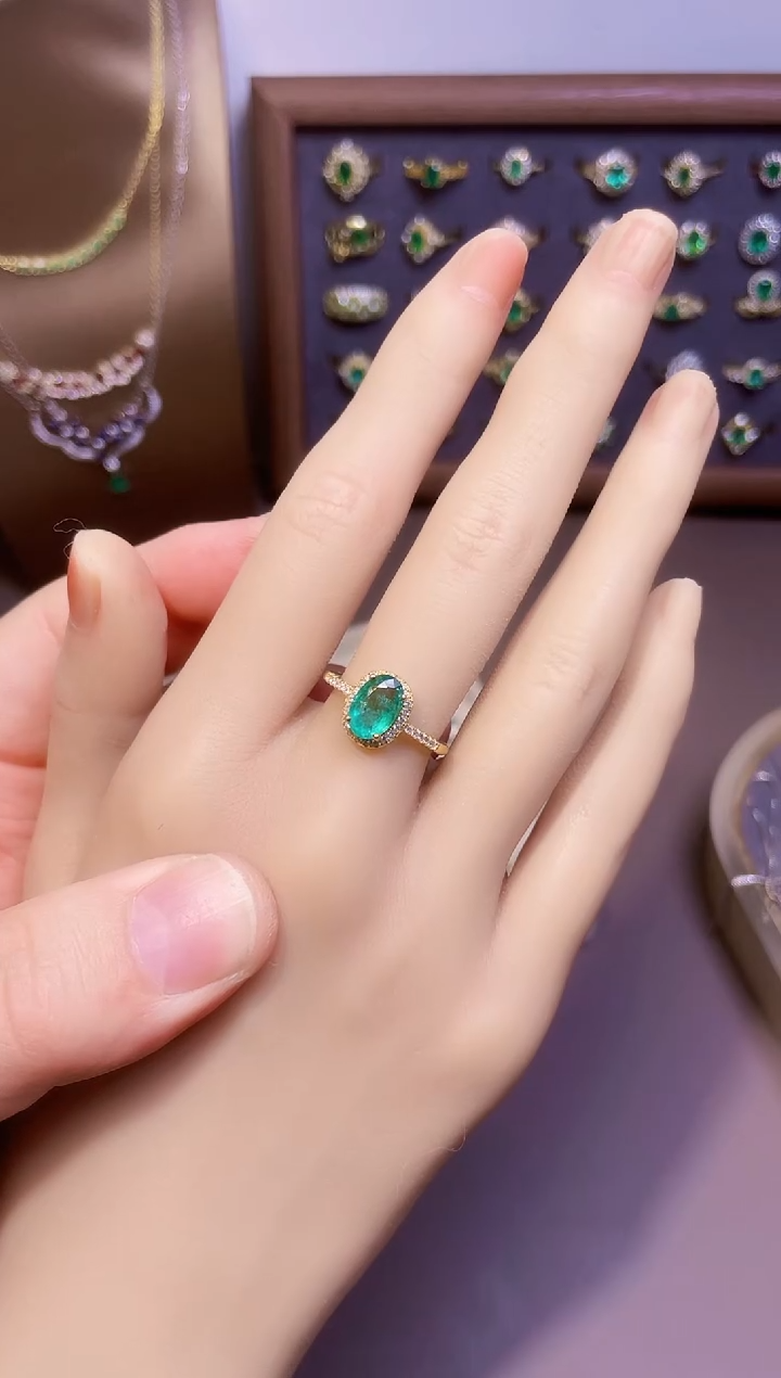 【闪购商品】祖母绿戒指银S925镶嵌一枚