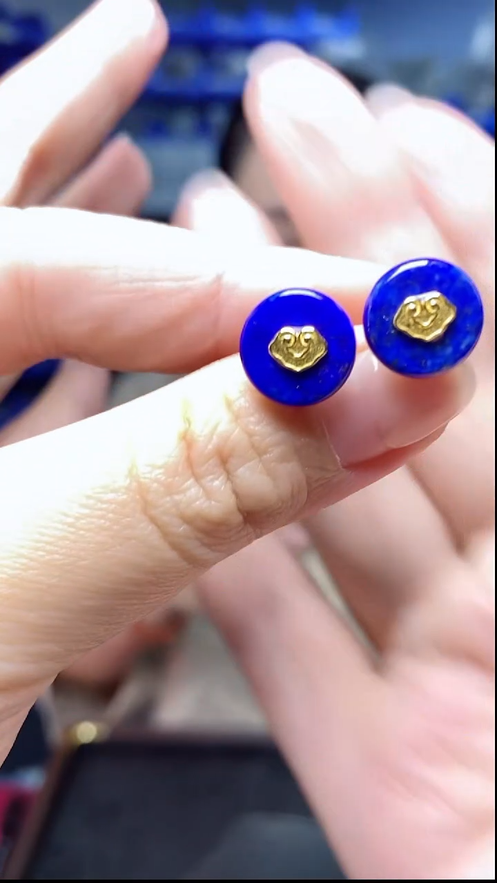 银S925镶嵌青金石耳饰EZ5076