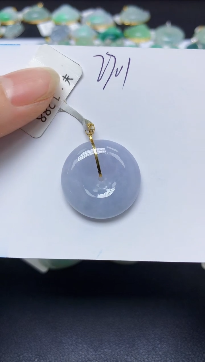 翡翠18K金镶嵌颈饰 天然翡翠A货