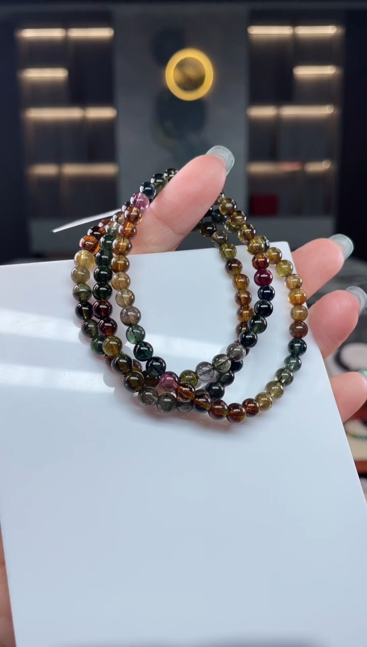 三圈手串5.5mm+未镶嵌碧玺（多样性发一条）T