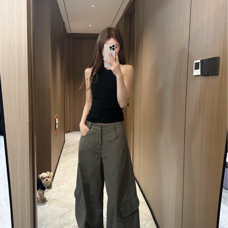 【陈晨子专属】时尚潮流白色工装裤女秋季美式辣妹休闲裤宽松#1888