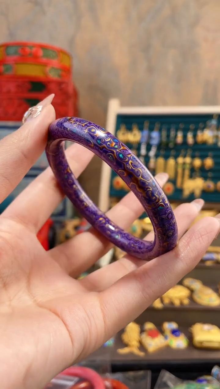 【闪购商品】非遗犀皮漆精品镯子紫色59
