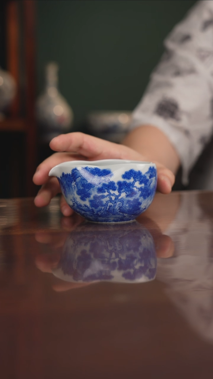 晓月柴窑 山水公道杯