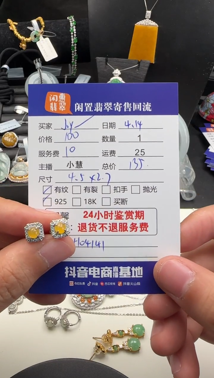 翡翠银S925镶嵌耳饰翡翠耳饰