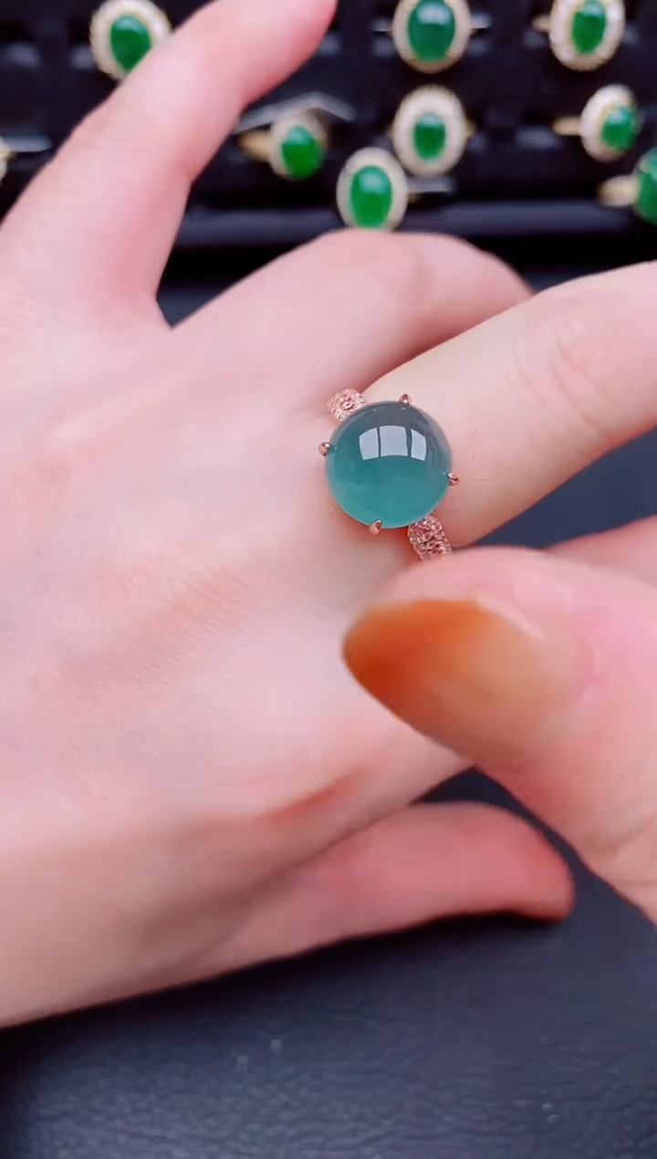 【闪购商品】翡翠戒指银S925镶嵌天然a货翡翠275