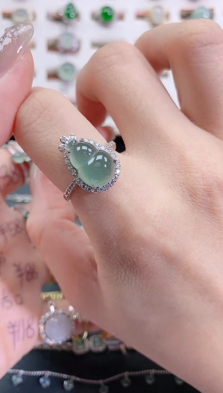 银S925镶嵌戒指翡翠天然翡翠