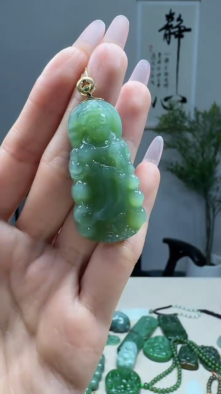 吊坠(不含链)18K金镶嵌和田玉1