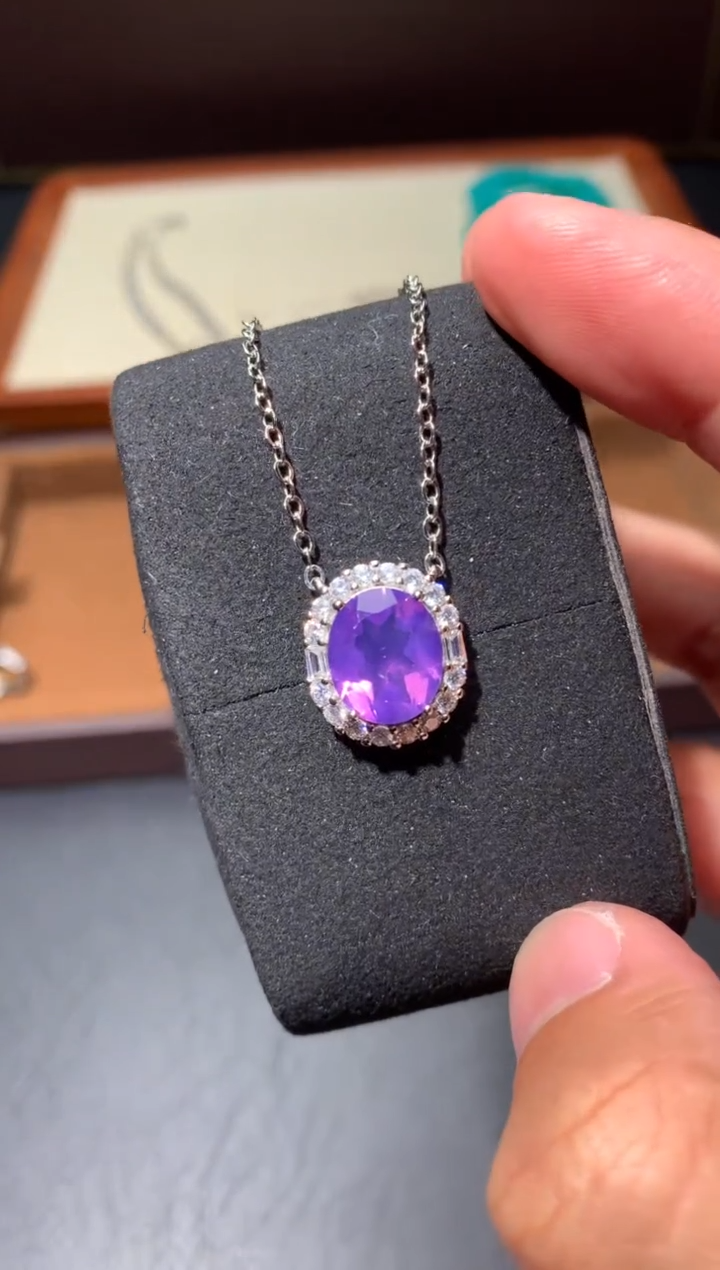 颈饰未镶嵌水晶J119紫玉晶