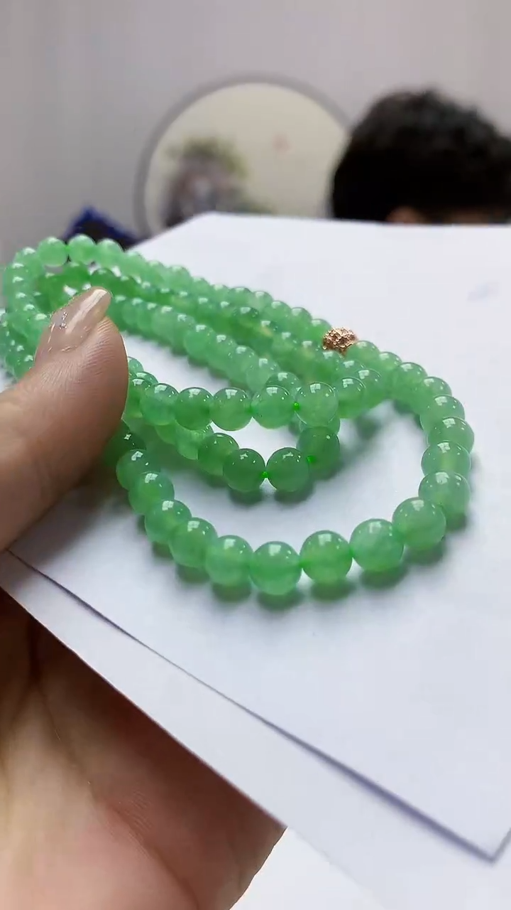 定制翡翠未镶嵌5145ms-毛货56珠链