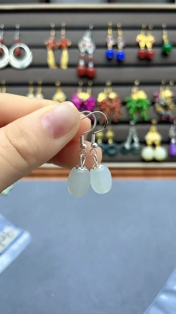 【闪购商品】和田玉耳饰银S925镶嵌303000