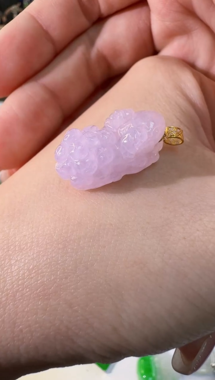 【闪购商品】翡翠颈饰18K金镶嵌缅甸翡翠A货挂件