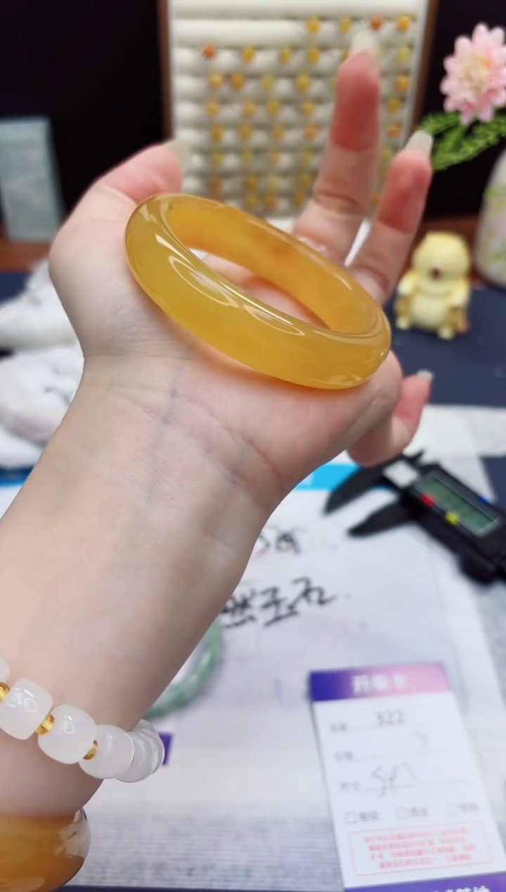 未镶嵌手镯石英质玉322-财气镯-圈口54