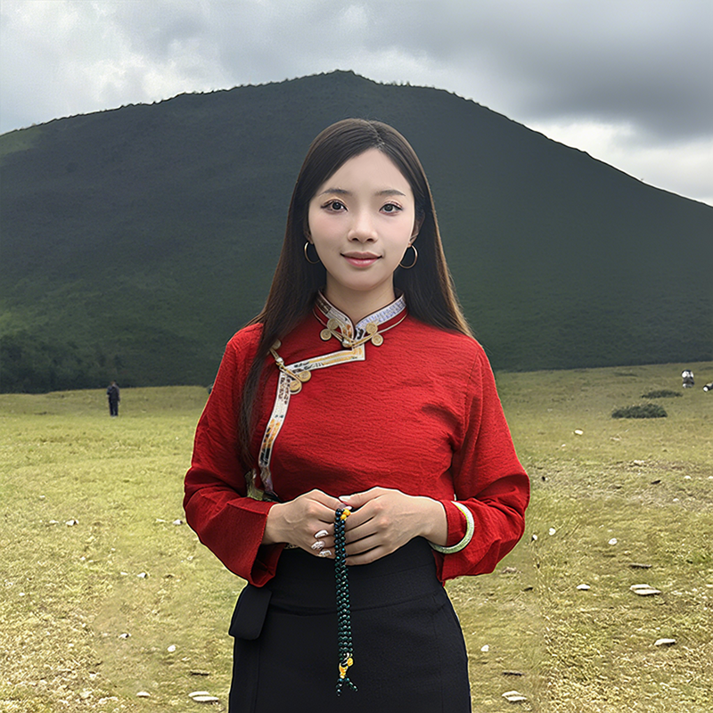 皱皱棉手工金扣刺绣金卡边藏式衬衣女士锅庄舞服衬衫男女款西藏服