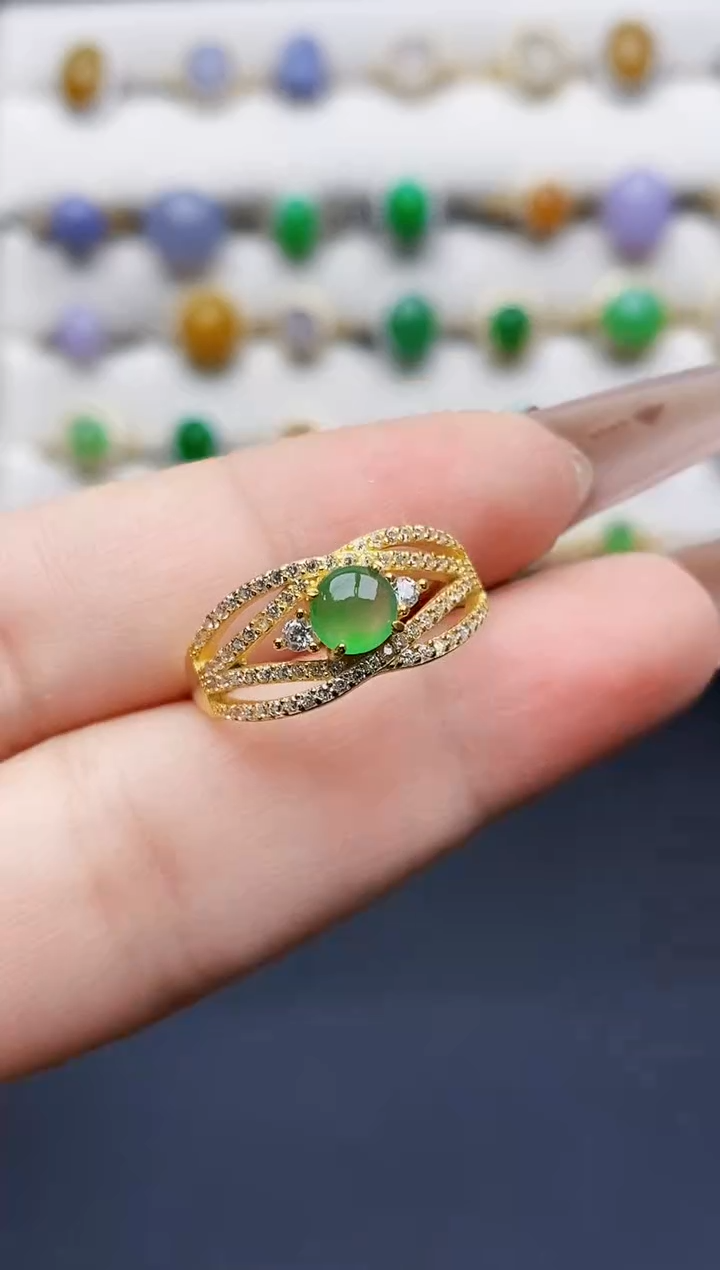 银S925镶嵌戒指翡翠3015