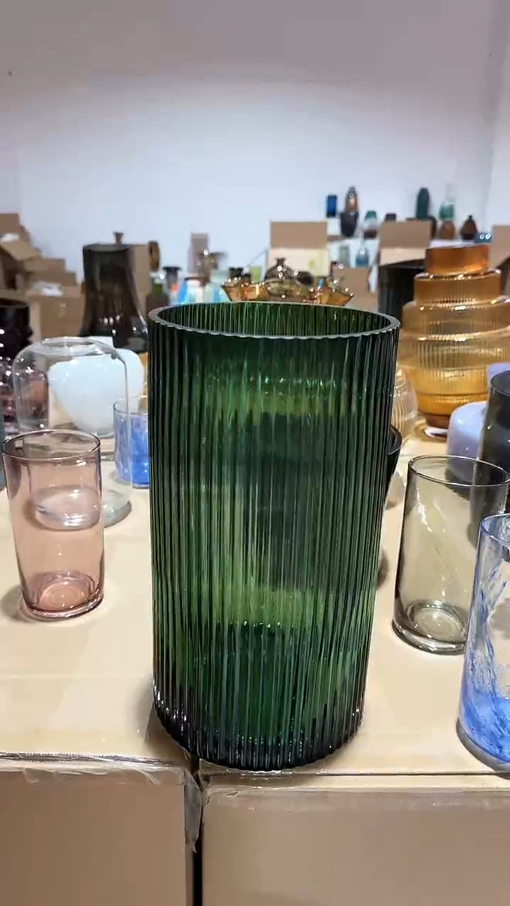 【闪购商品】玻璃绿色竖条纹