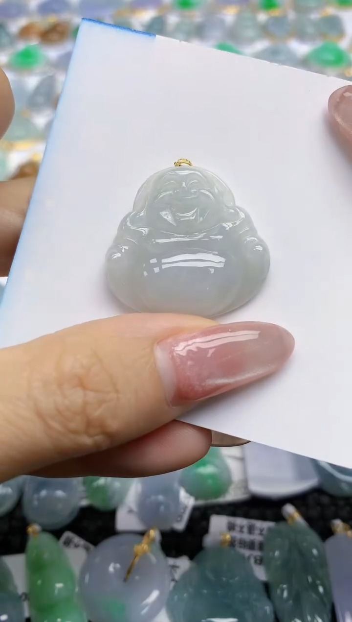 【闪购商品】翡翠挂件18K金镶嵌25天然翡翠A货