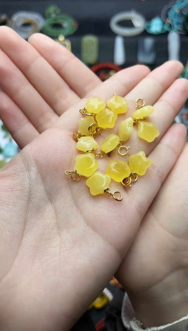 蜜蜡颈饰银S925镶嵌小星星多样性拍一发一06