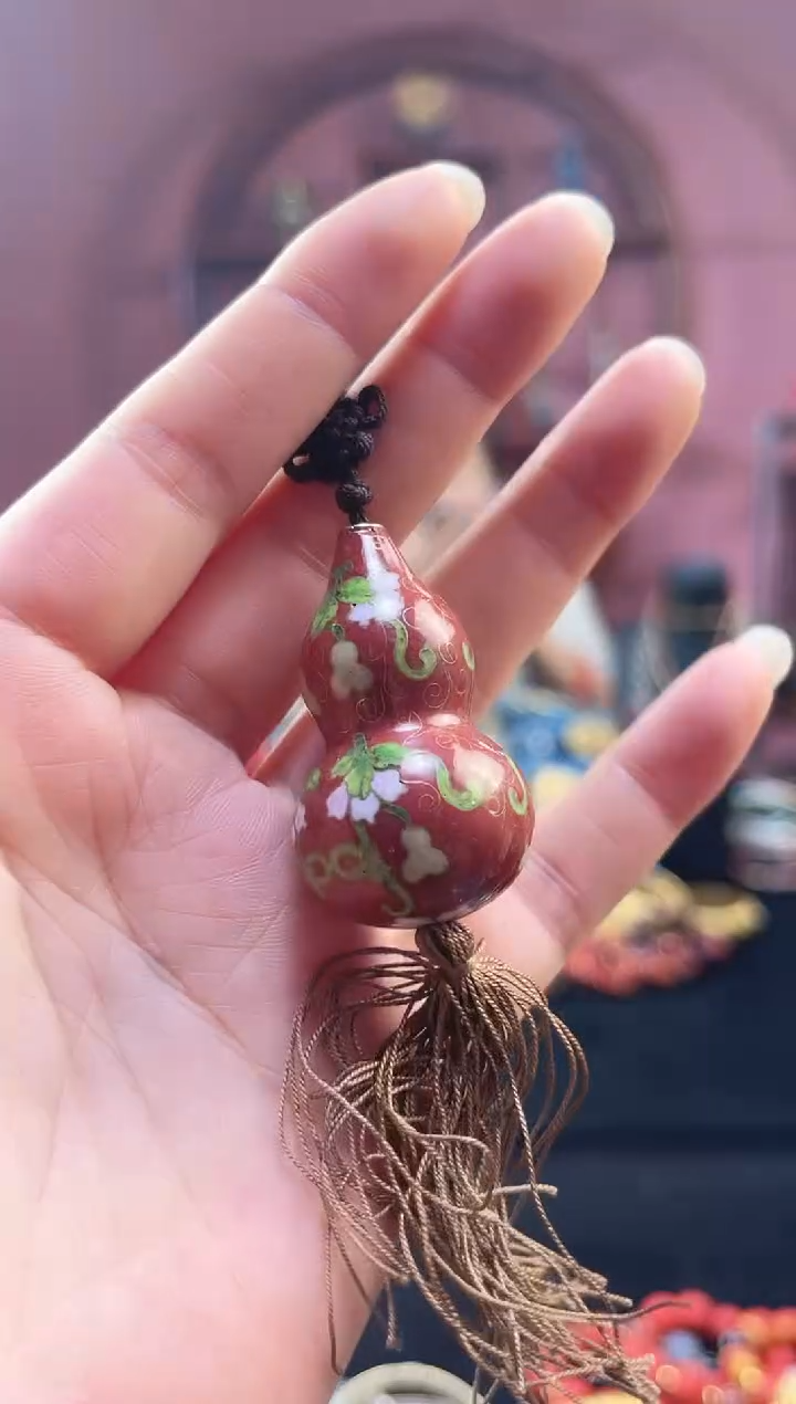 非遗 景泰蓝项链 立体葫芦 砖红