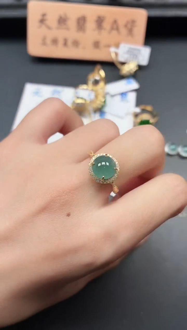 银S925镶嵌戒指翡翠11