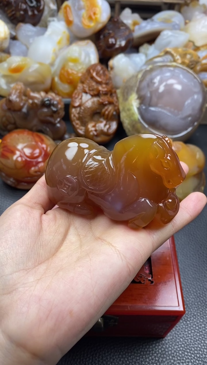 未镶嵌手把玛瑙/玉髓龙**神00