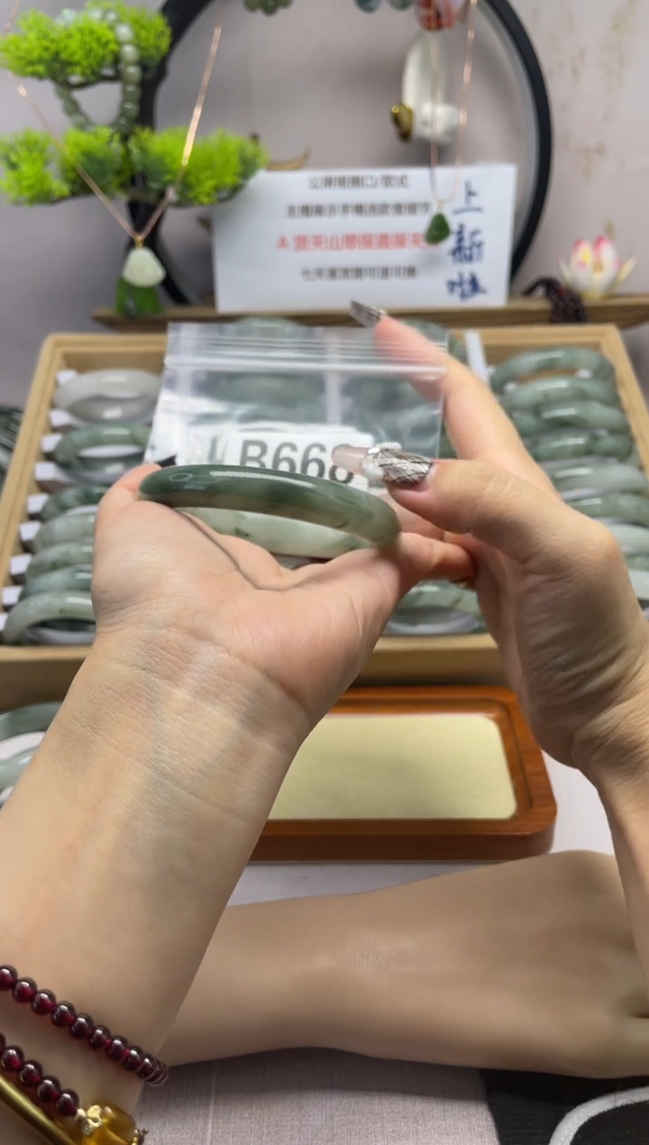 【闪购商品】石英质玉（天山翠）手镯未镶嵌b668