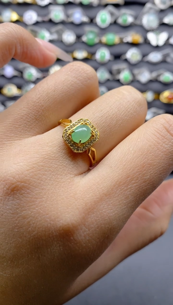 【闪购商品】翡翠戒指银S925镶嵌S925银镶嵌翡翠戒指