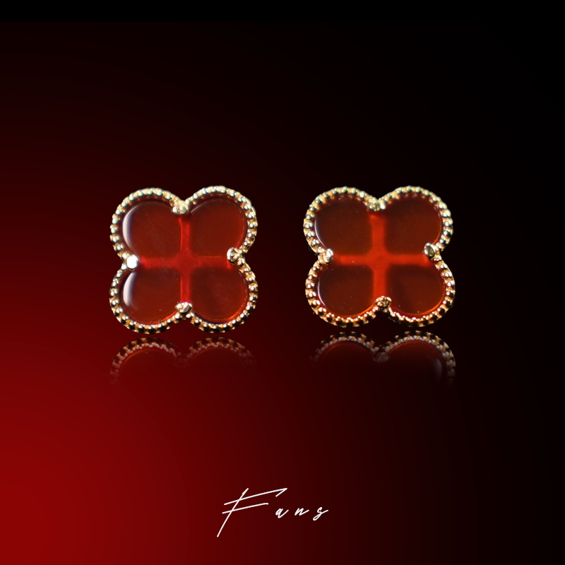 925银耳饰 【FANS】镀K金四叶草耳钉经典款(013)