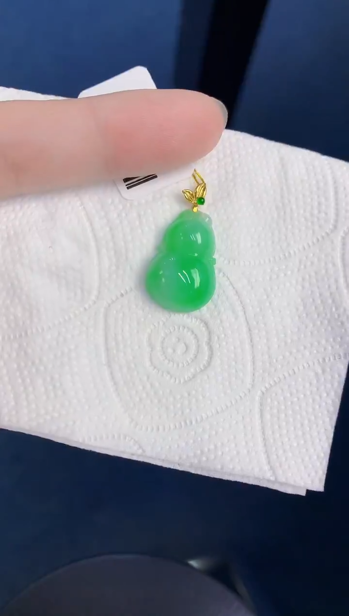 颈饰18K金镶嵌翡翠天然翡翠缅甸A货