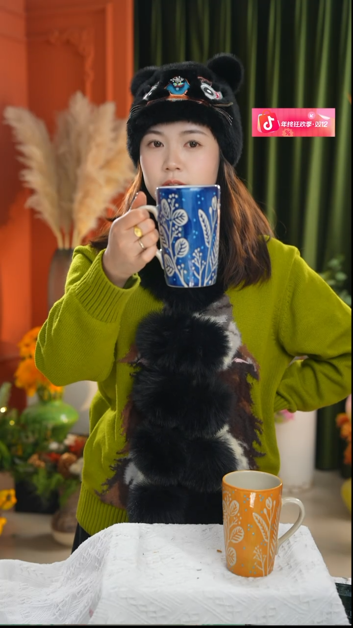 陶瓷马克杯 手工雕刻 蓝色 400ml左右