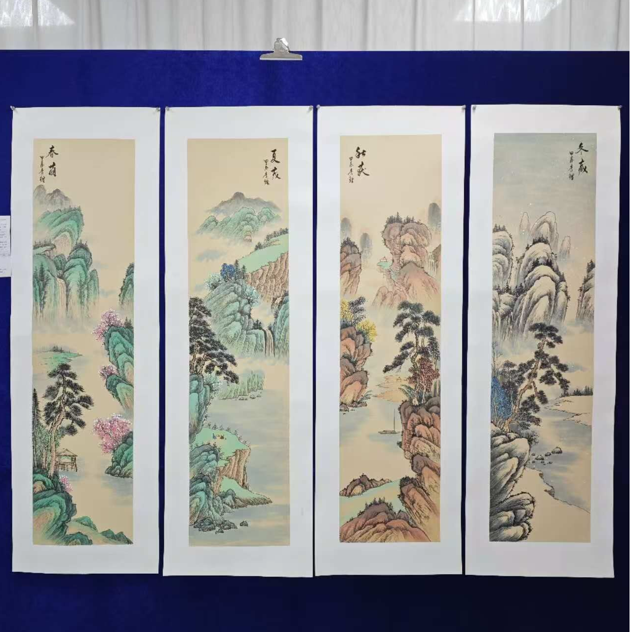 春夏秋冬仿古李鲤手绘作品画芯尺寸138cm*34cm