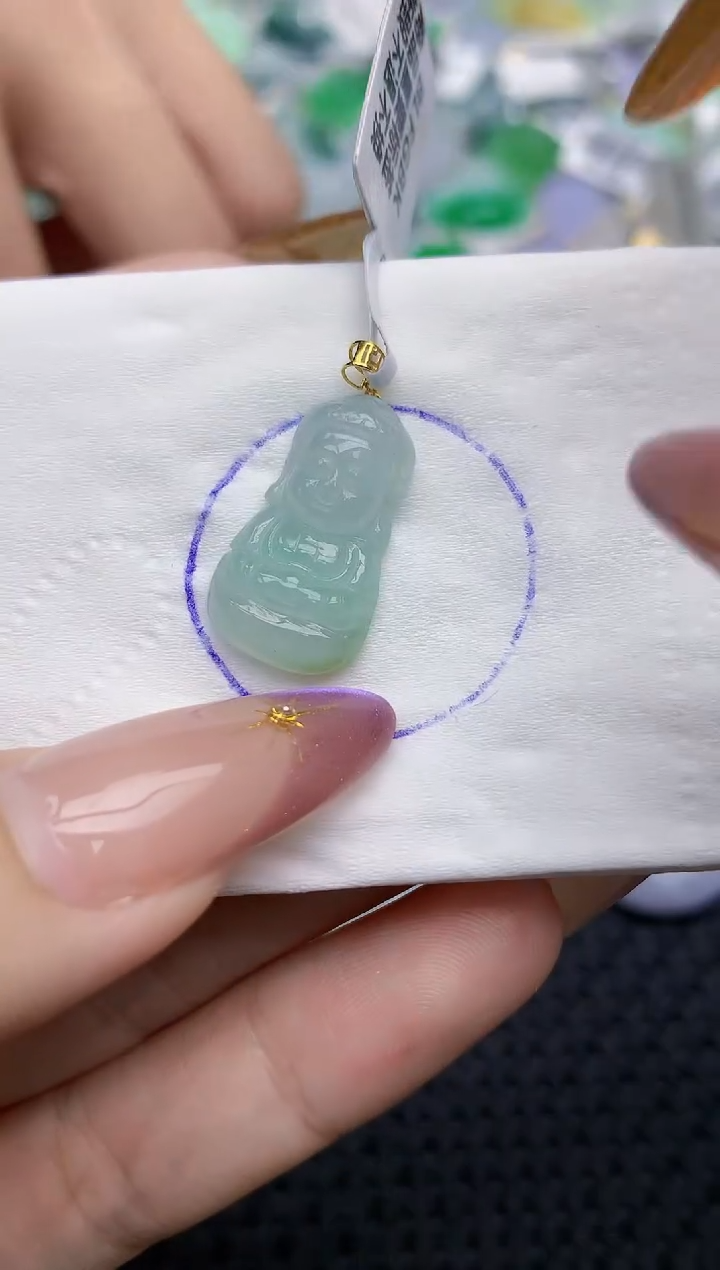 翡翠18K金镶嵌颈饰   天然翡翠A货  百元以上9米证书费自理